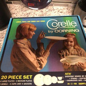 Vintage Corelle Snowflake Blue, 20 Piece Dinner Set, New In Original Box